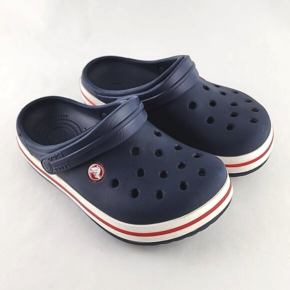 CROCS Unisex Juniors Clog Navy Sports Sandals Dark Blue Red Size 3 - Picture 2 of 16